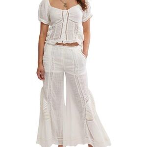 Free People Women's White Boho Wide-Leg Palazzo Pant set